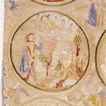 Verkündigung an die Hirten, Stickerei mit Gold- und Seidenfäden auf Leinen, England (oder Frankreich), spätes 13. Jahrhundert. Foto: Alessandro Iazeolla, Bhped 86327