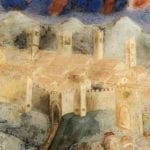 Stadtansicht von Amatrice, Detail der von Pierpalma da Fermo freskierten Apsis von Santa Maria della Filetta (ca. 1470), Foto: Giovanni Lattanzi