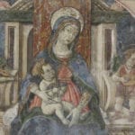 Particolare dell’affresco di Dionisio Cappelli nella prima nicchia della parete settentrionale raffigurante la Madonna con Bambino in trono tra angeli musicanti (1497). Foto: Giovanni Lattanzi