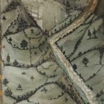Detail of the hilly landscape surrounding Amatrice, painted by Pierpalma da Fermo, above the procession scene in the apsidal conch, photo: Giovanni Lattanzi
