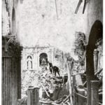 Interior view of the church of San Pietro in Alba Fucens after the 1915 earthquake, photo: Alba Fucens. Rapports et études, ed. by J. Mertens, Rome 1969, vol. II, tav. XV, fig. 13