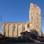 Ansicht der Südseite von Sant’Agostino mit dem baufälligen Glockenturm (November 2016), Foto: Antonio Ranesi