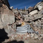 I diversi materiali di edifici crollati nel centro storico di Amatrice (novembre 2018). Foto: Enrico Fontolan