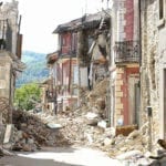 Veduta di un isolato del centro storico dopo il terremoto del 24 agosto 2016 (ottobre 2016). Foto: Giovanni Lattanzi