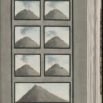 Sieben Ansichten des Vesuvs mit dem graduellen Anwachsen einen kleinen Berges im Inneren des Kraters vom 8. Juli bis 29. Oktober 1767; Tafel II.