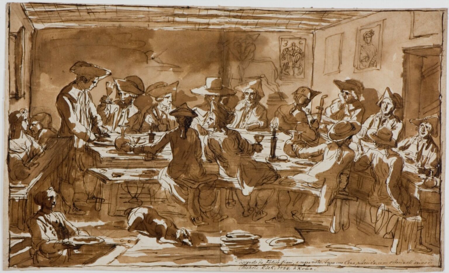 Felice Giani, “Una Cena pittorica”, 1784, pen and wash, 42,5 × 70,4 cm. Brno, Moravska galerie, Inv. MM 2191